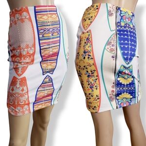 Multicolored Patterned Pencil Skirt by Dress to - Size Small